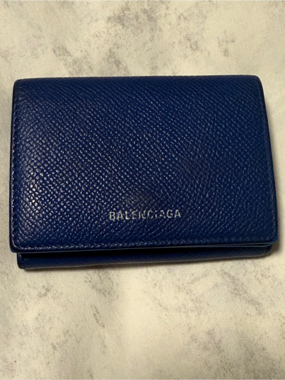 BALENCIAGA COMPACT BLUE LEATHER WALLET VGUC